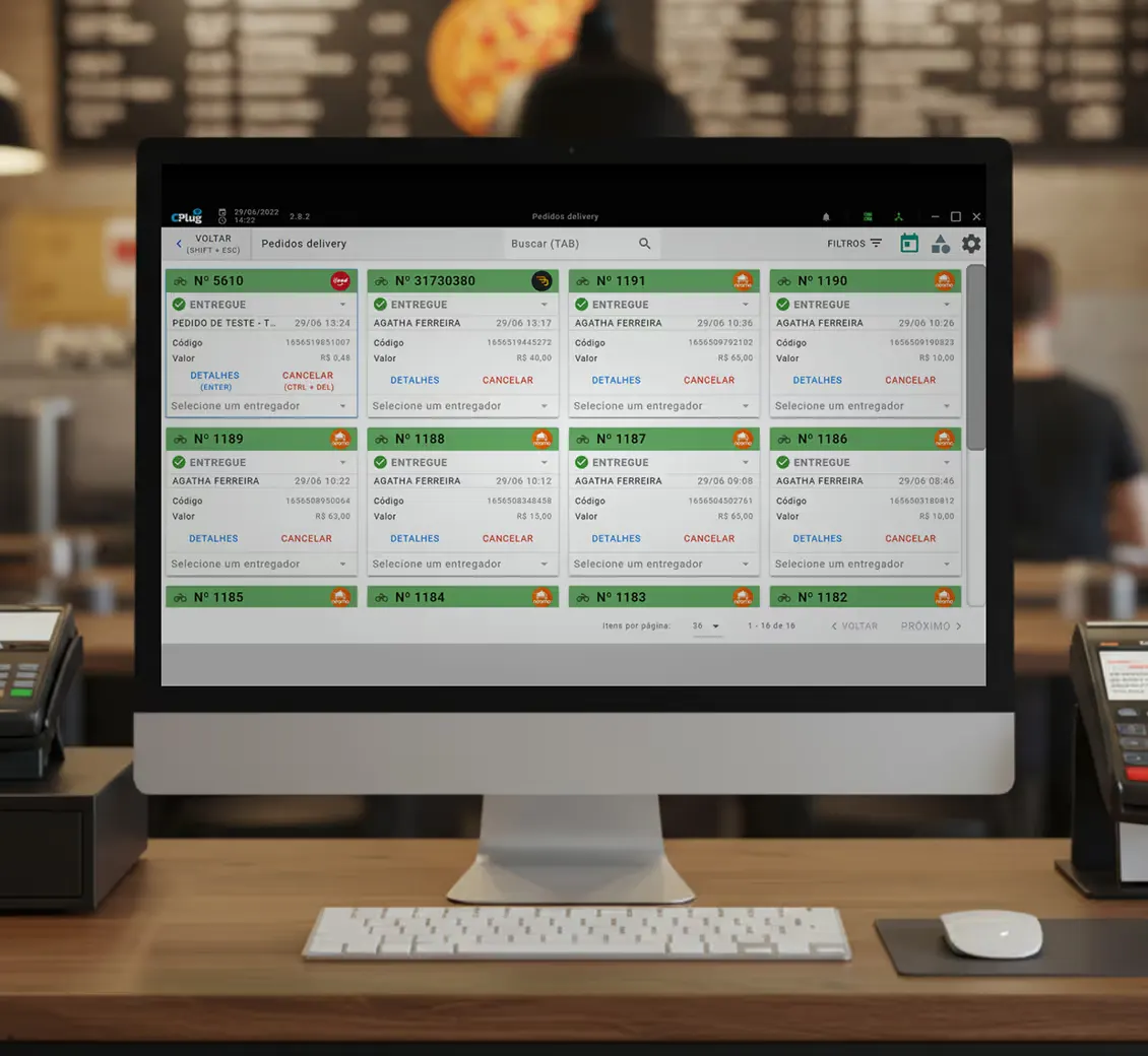 Painel de pedidos do sistema para delivery